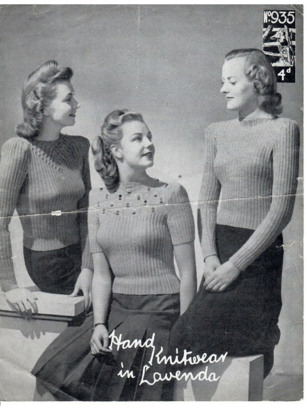1940s Knitting Pattern Featuring Ribbed Jumper & Embroidered Yoke Designs